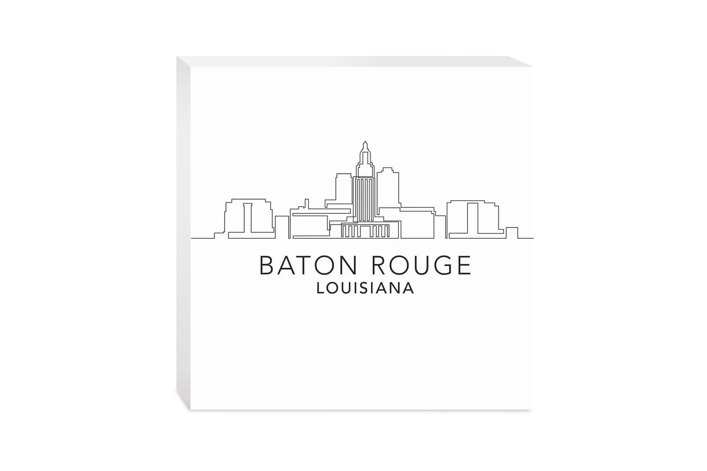 Minimalistic Baton Rouge Skyline | Wood Block | Eaches | Min 2