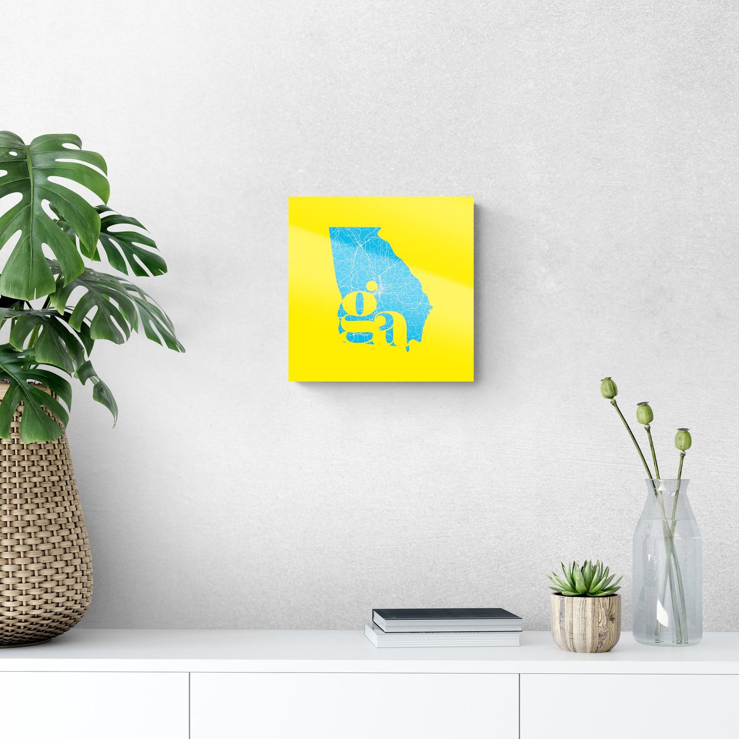 Bright Modern Abbreviated State Yellow Georgia | Hi-Def Glass Art | Eaches | Min 1