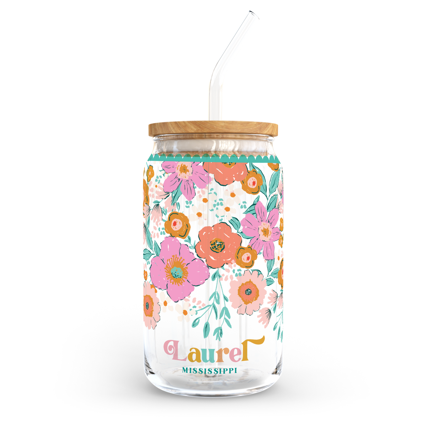 Cold Brew Glass, Floral Patterns, Name Drop, Custom Glass