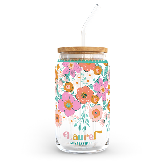 Cold Brew Glass, Floral Patterns, Name Drop, Custom Glass