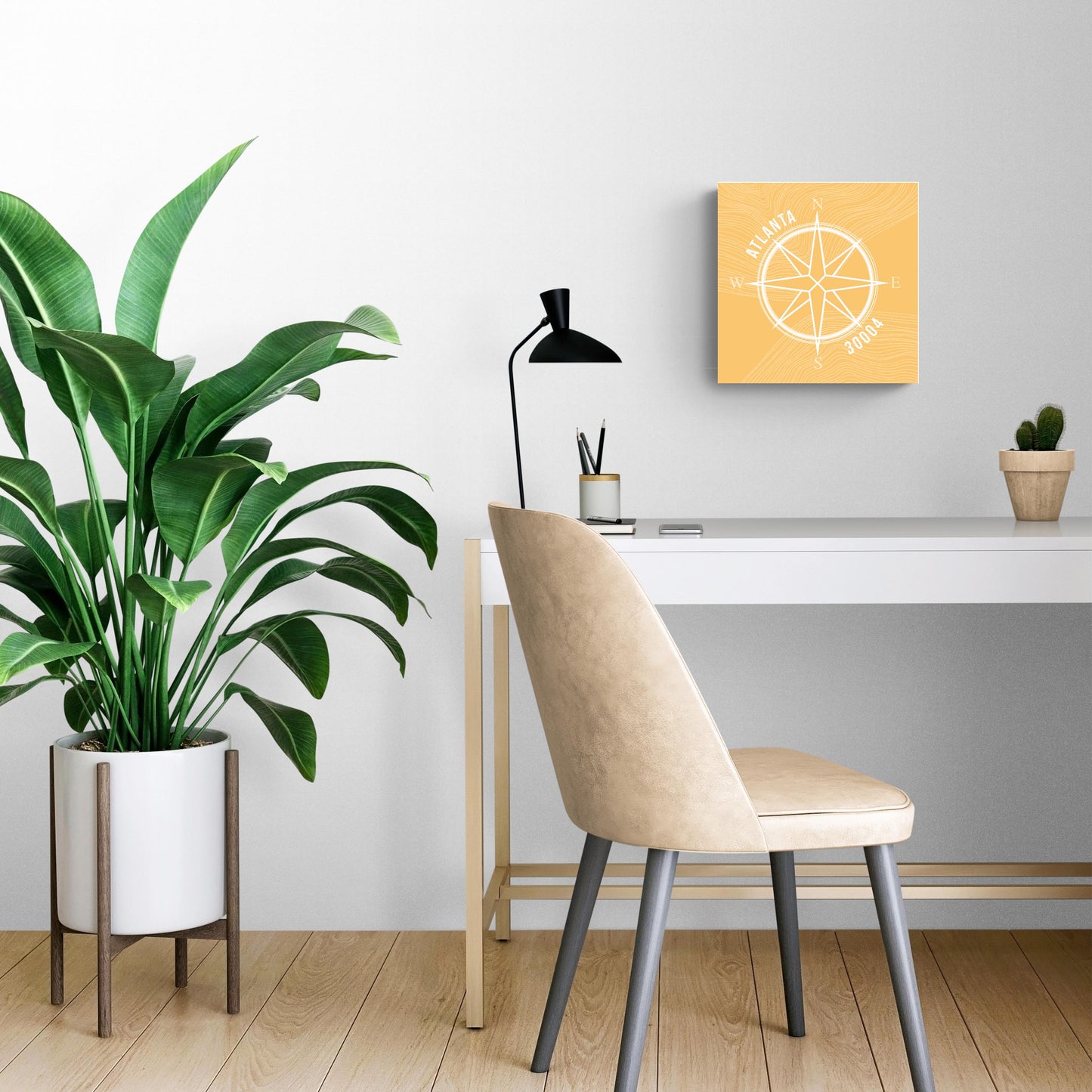 Boho Color Compass Zip On Yellow Georgia Atlanta | Wood Sign | Eaches | Min 2