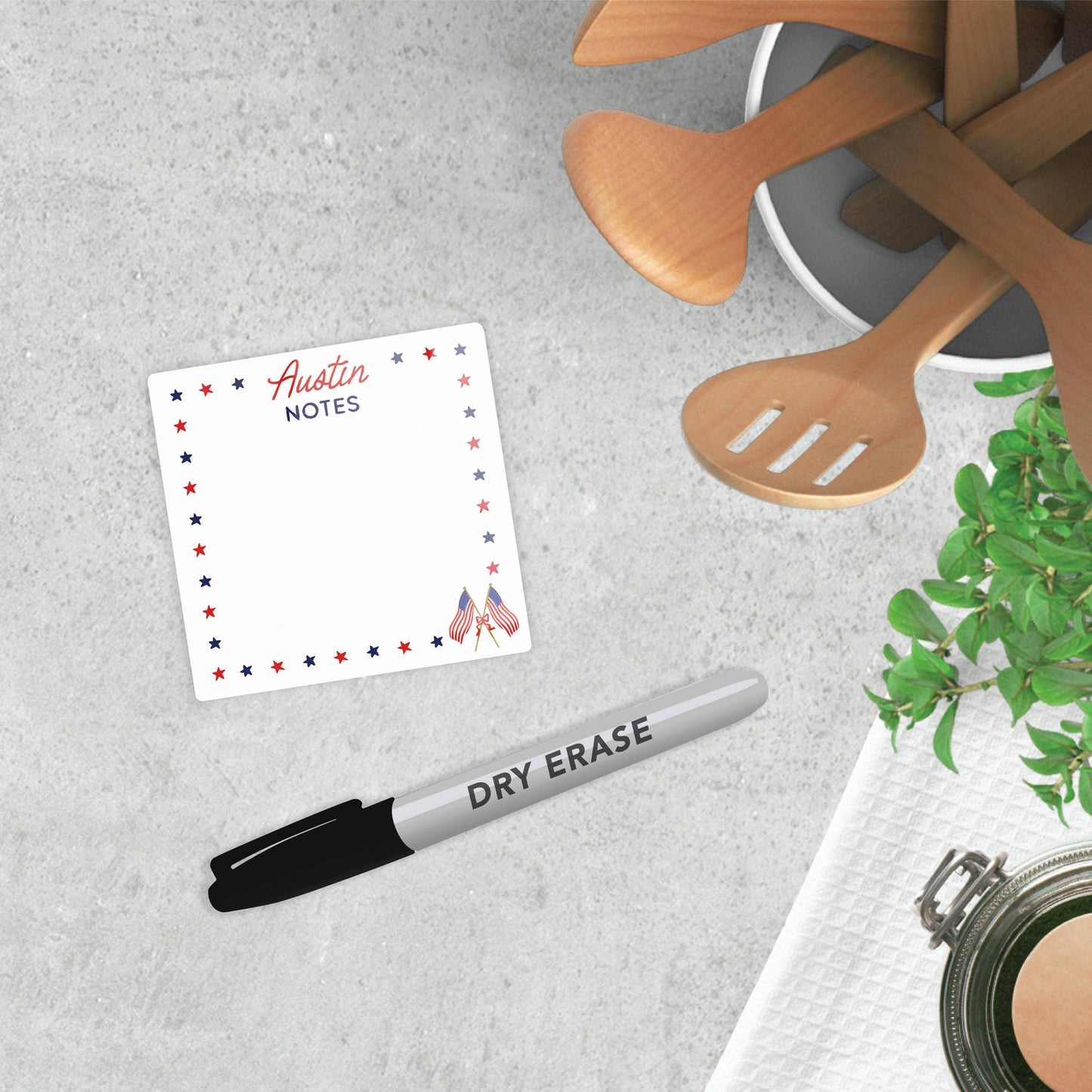 Custom American Summer Star Dry Erase Glass Tile