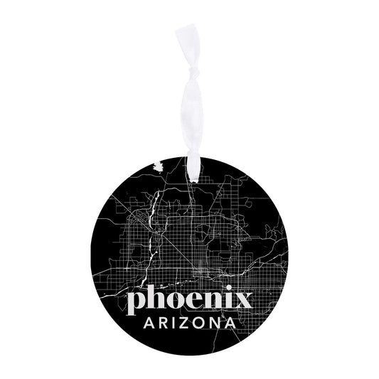 Black And White Black Map Arizona Phoenix| Wood Ornament | Eaches | Min 6