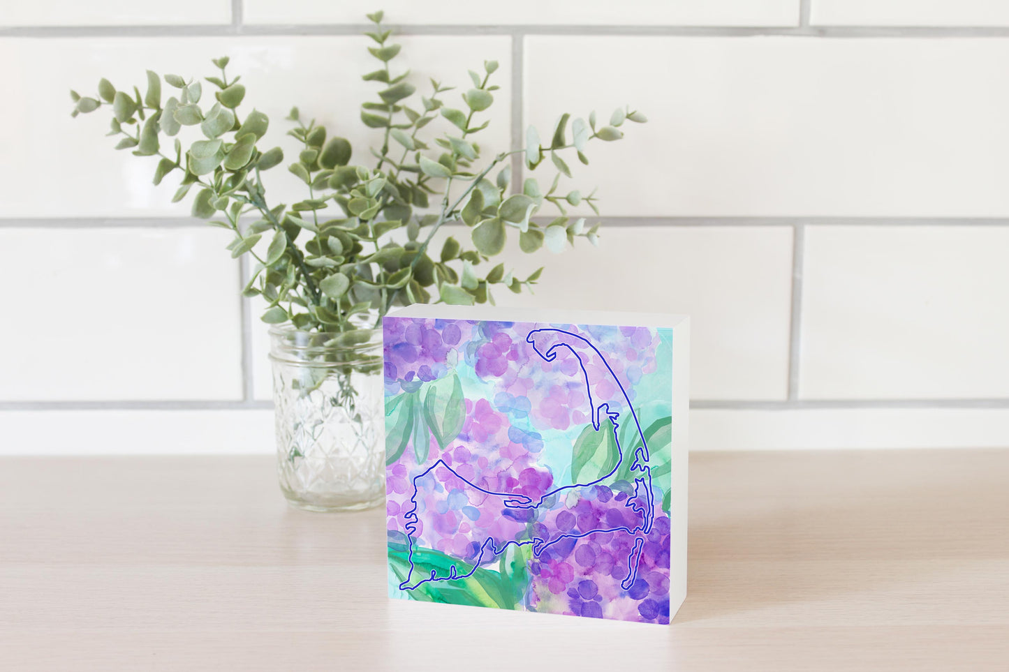 Watercolor Hydrangea | Wood Block | Eaches | Min 4