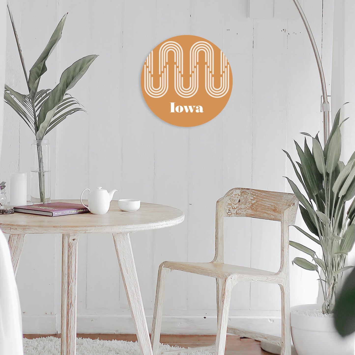 Vintage Groove Yellow Wave Lines Iowa | Wood Sign | Eaches | Min 1