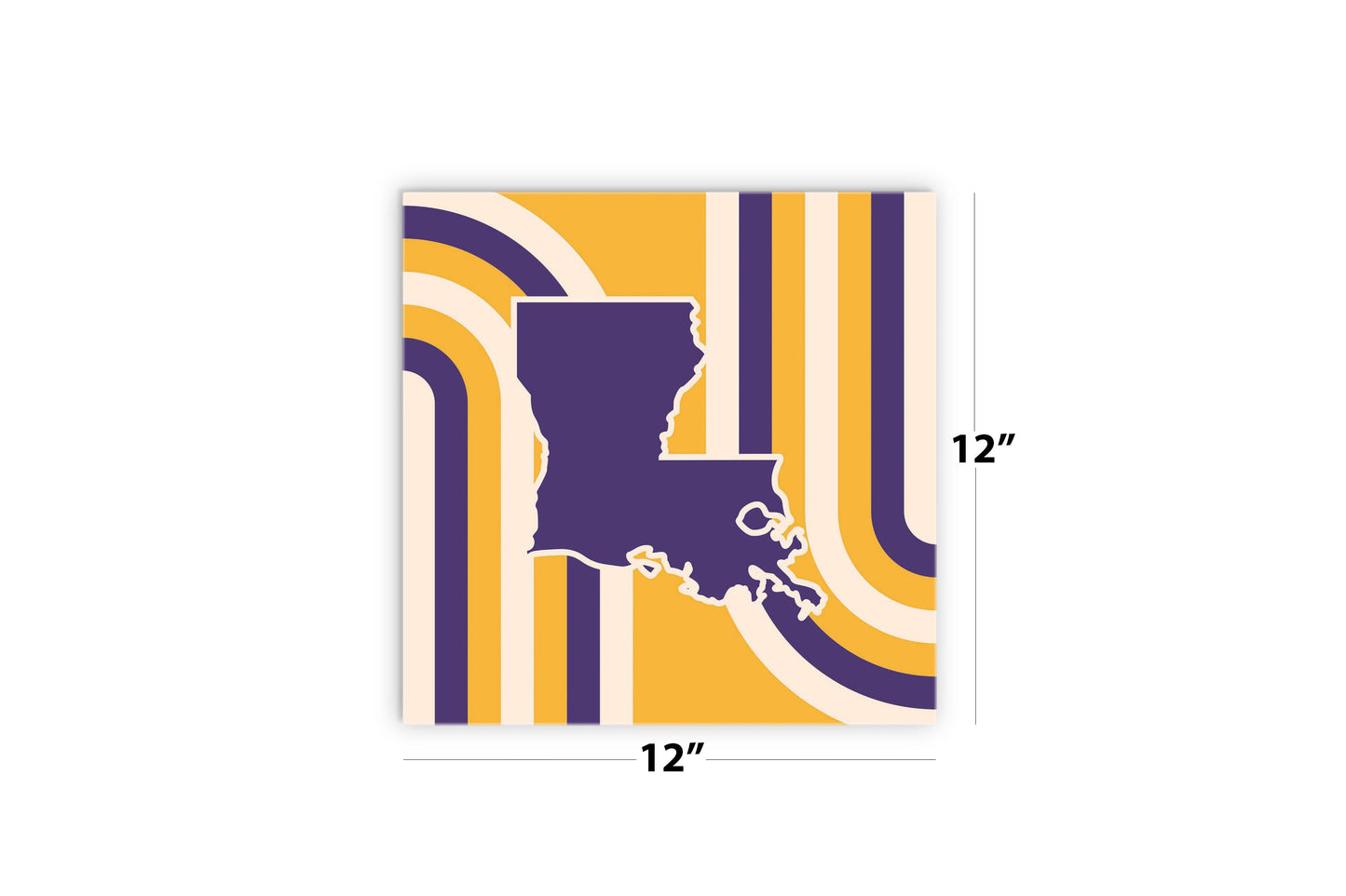 Purple Gold Louisiana Retro State Shape | Wood Sign | Eaches | Min 2