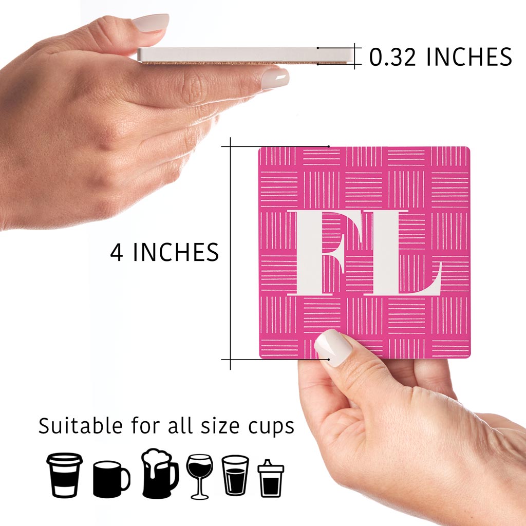 Bright Modern Abbreviated On Pink Florida | Absorbent Coasters | Set of 4 | Min 2