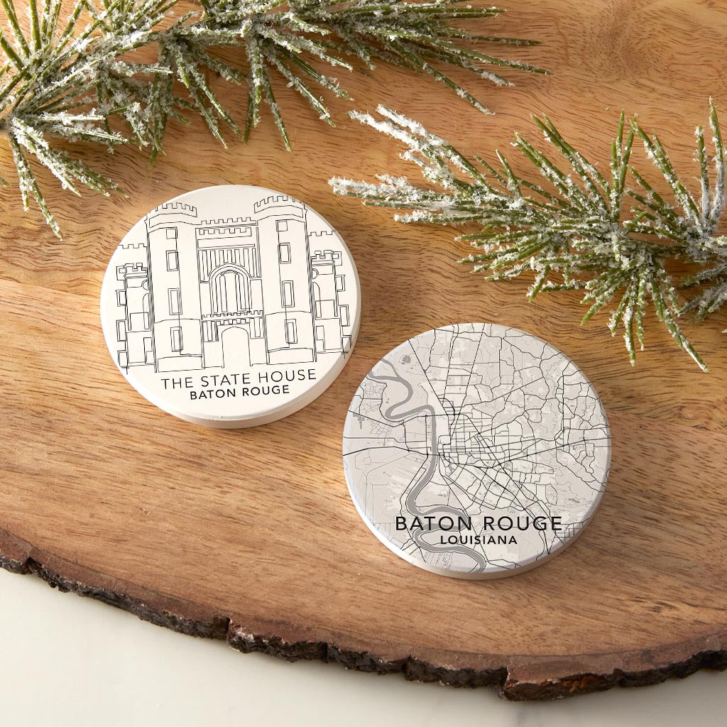 Minimalistic Baton Rouge Set | Absorbent Car Coasters | Set of 2 | Min 4