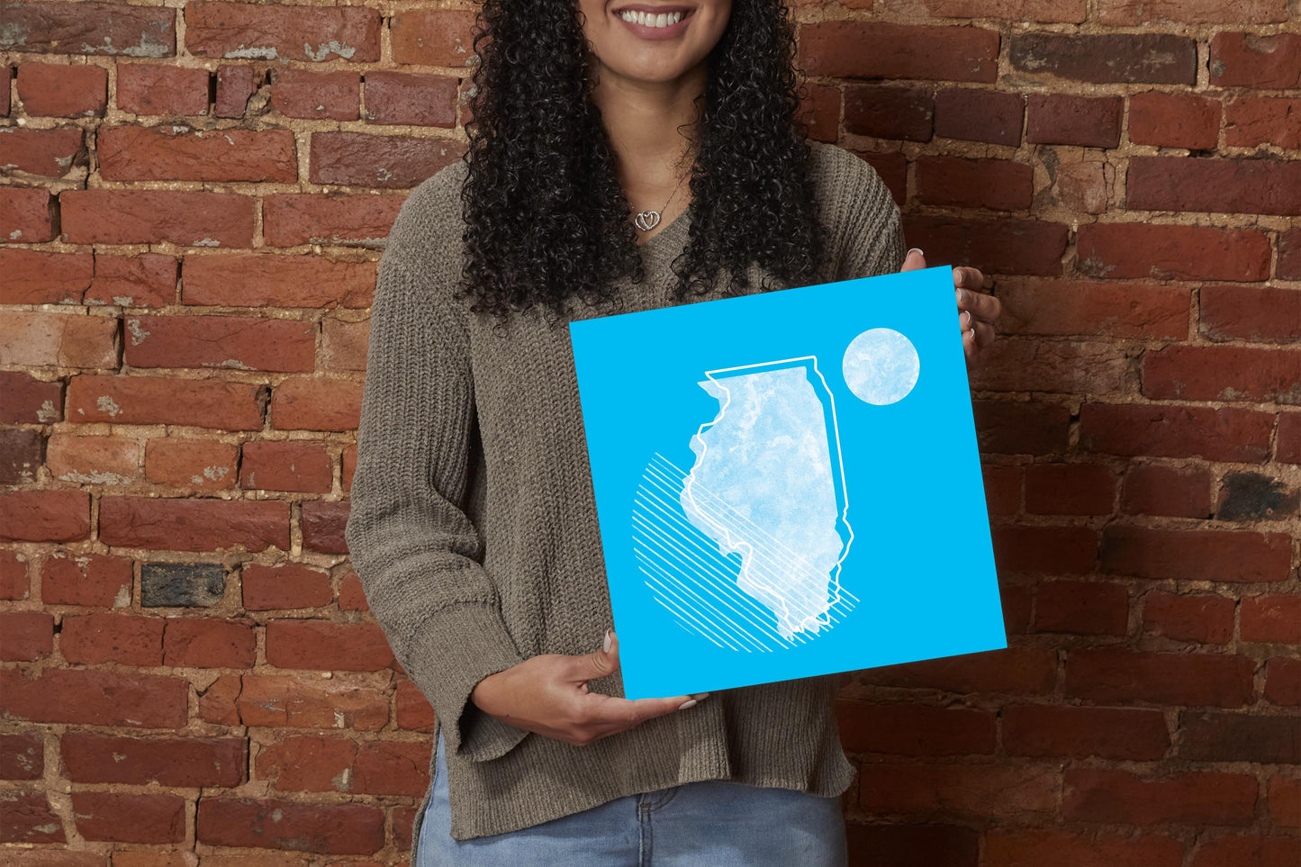 Bright Modern Geometric On Blue Georgia | Wood Sign | Eaches | Min 2