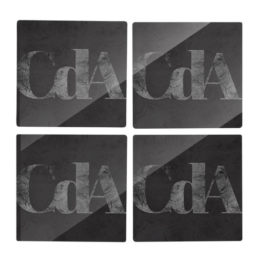 Minimalist B&W Idaho Cda Black Initials | Hi-Def Glass Coasters | Set of 4 | Min 2