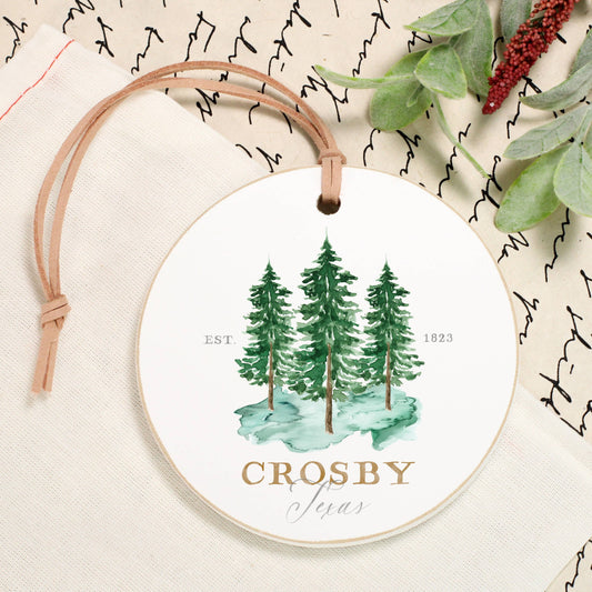 Watercolor Tree Trio, Custom 4" ,Round Ornament