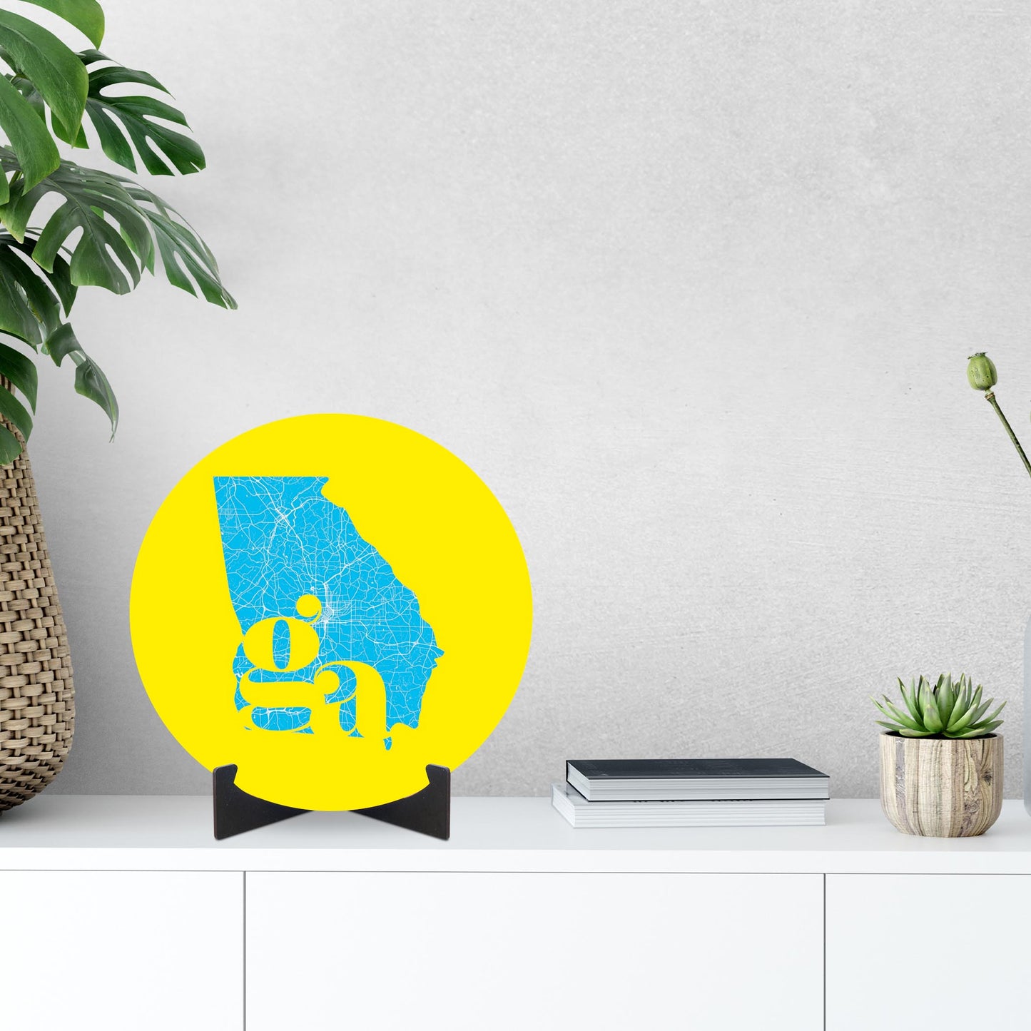 Bright Modern Abbreviated State Yellow Georgia | Wood Sign | Eaches | Min 1