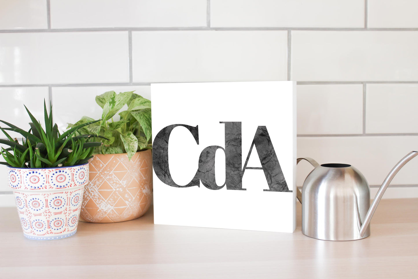 Minimalist B&W Idaho Cda White Initials | Wood Block | Eaches | Min 2