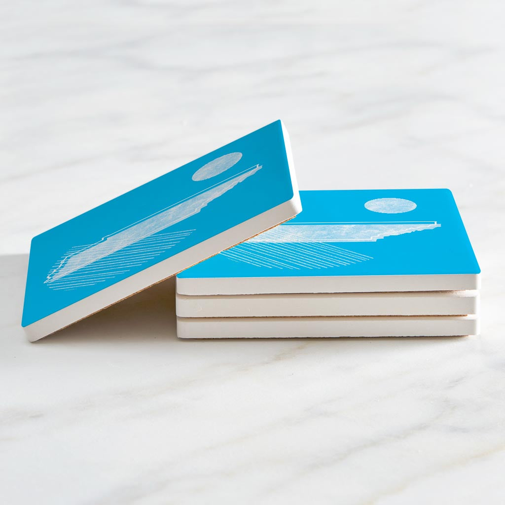 Bright Modern Geometric On Blue Tennessee | Absorbent Coasters | Set of 4 | Min 2