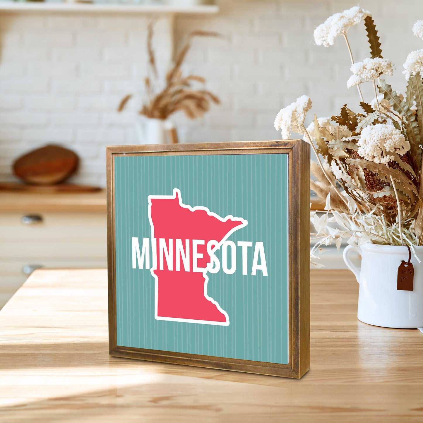 Boho Color State On Blue Minnesota | Wood Sign | Eaches | Min 1