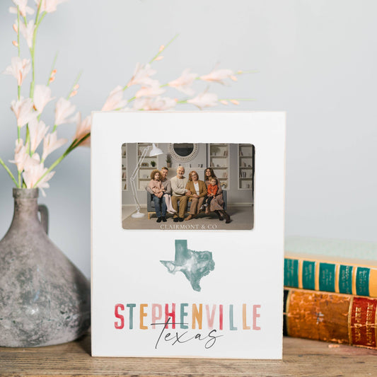 Custom Frame, Colorful State & Town, Wooden Frame