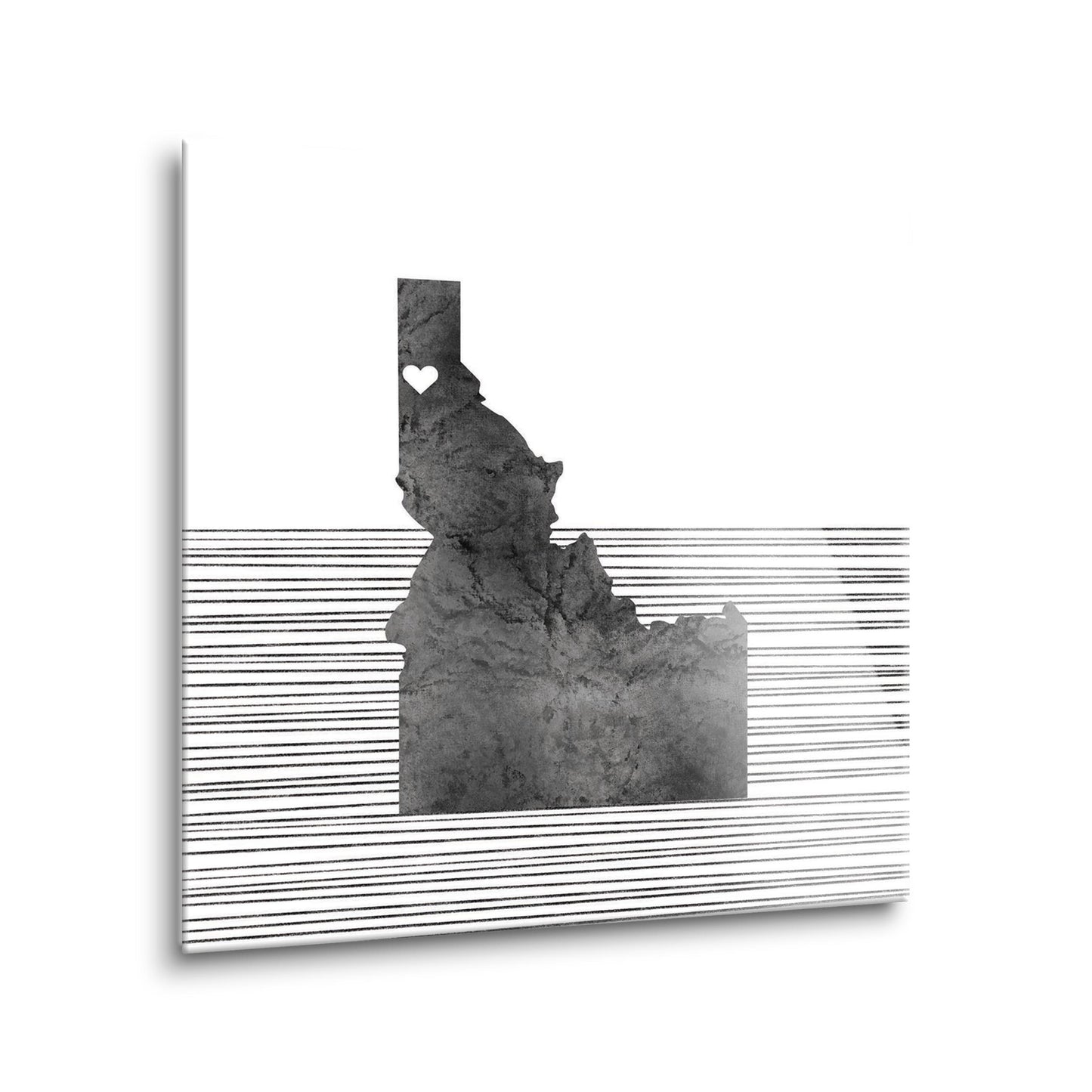 Minimalist B&W Idaho Coeur Dalene Heart Straight Lines | Hi-Def Glass Art | Eaches | Min 2
