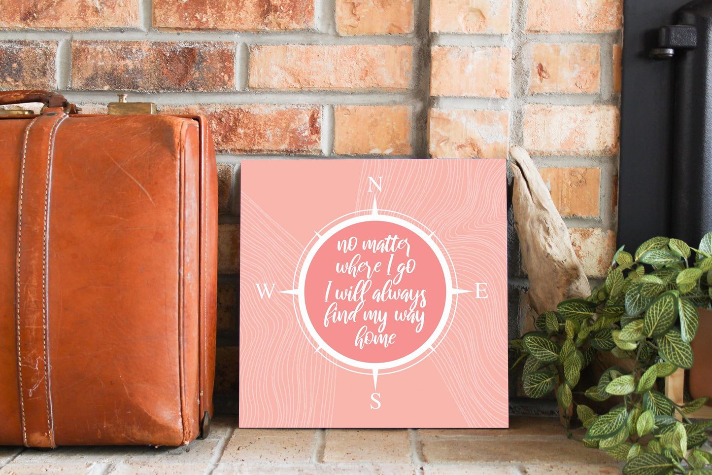 Boho Color Compass On Pink Quote | Wood Sign | Eaches | Min 2