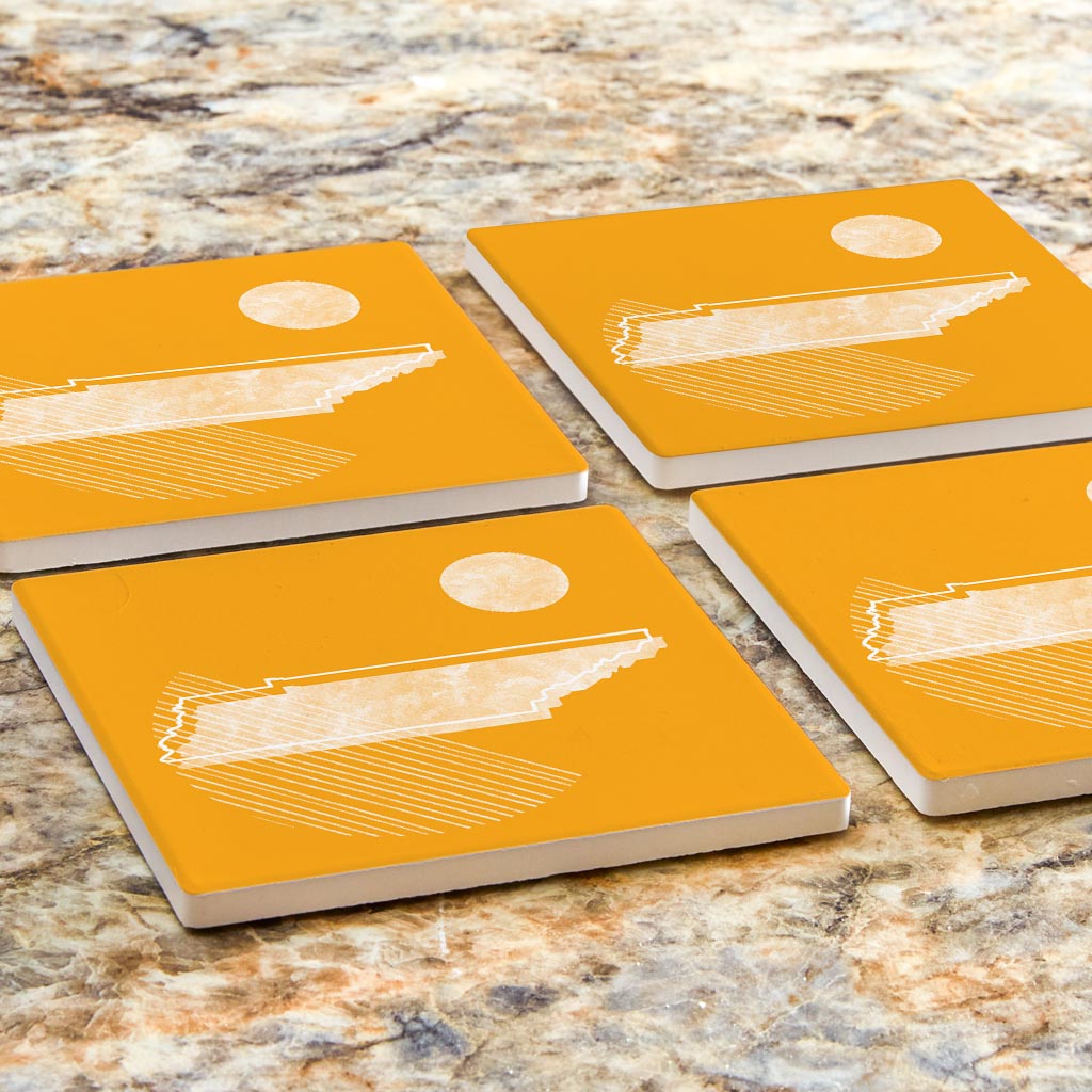 Bright Modern Geometric On Orange Tennessee | Absorbent Coasters | Set of 4 | Min 2