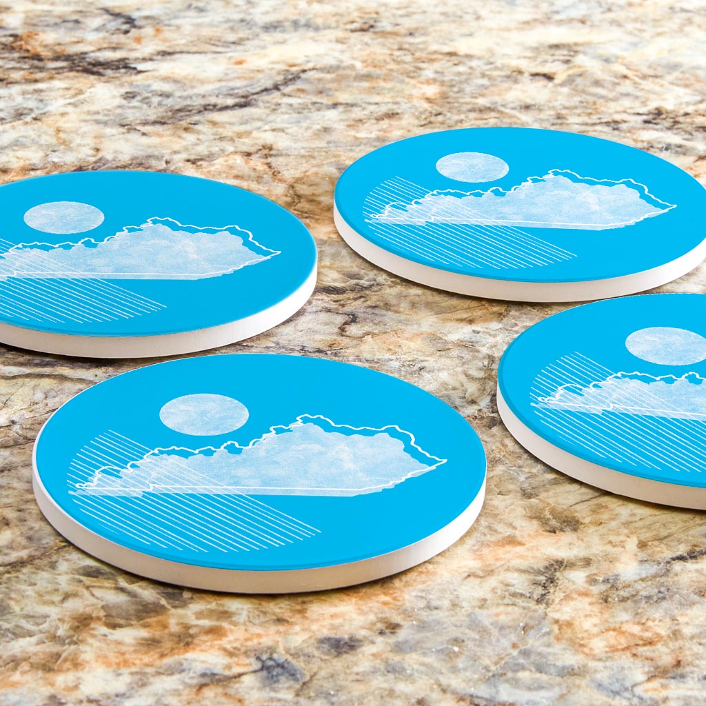 Bright Modern Geometric On Blue Kentucky| Absorbent Coasters | Set of 4 | Min 2