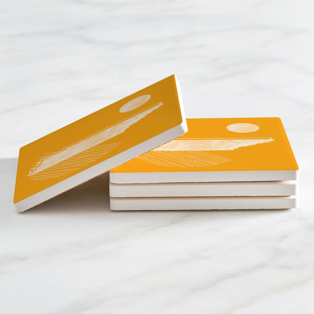 Bright Modern Geometric On Orange Tennessee | Absorbent Coasters | Set of 4 | Min 2