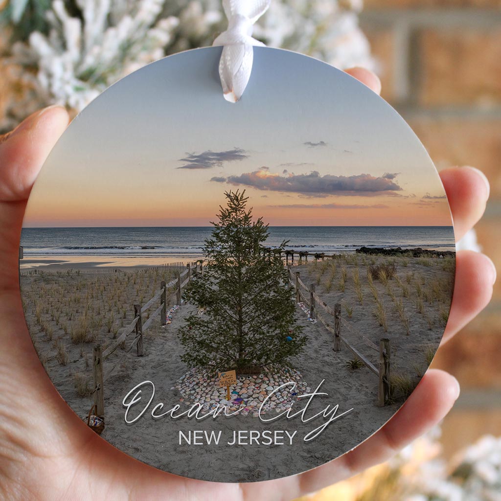 OCNJ North St Christmas Tree Ornament | Wood Ornament | Eaches | Min 6