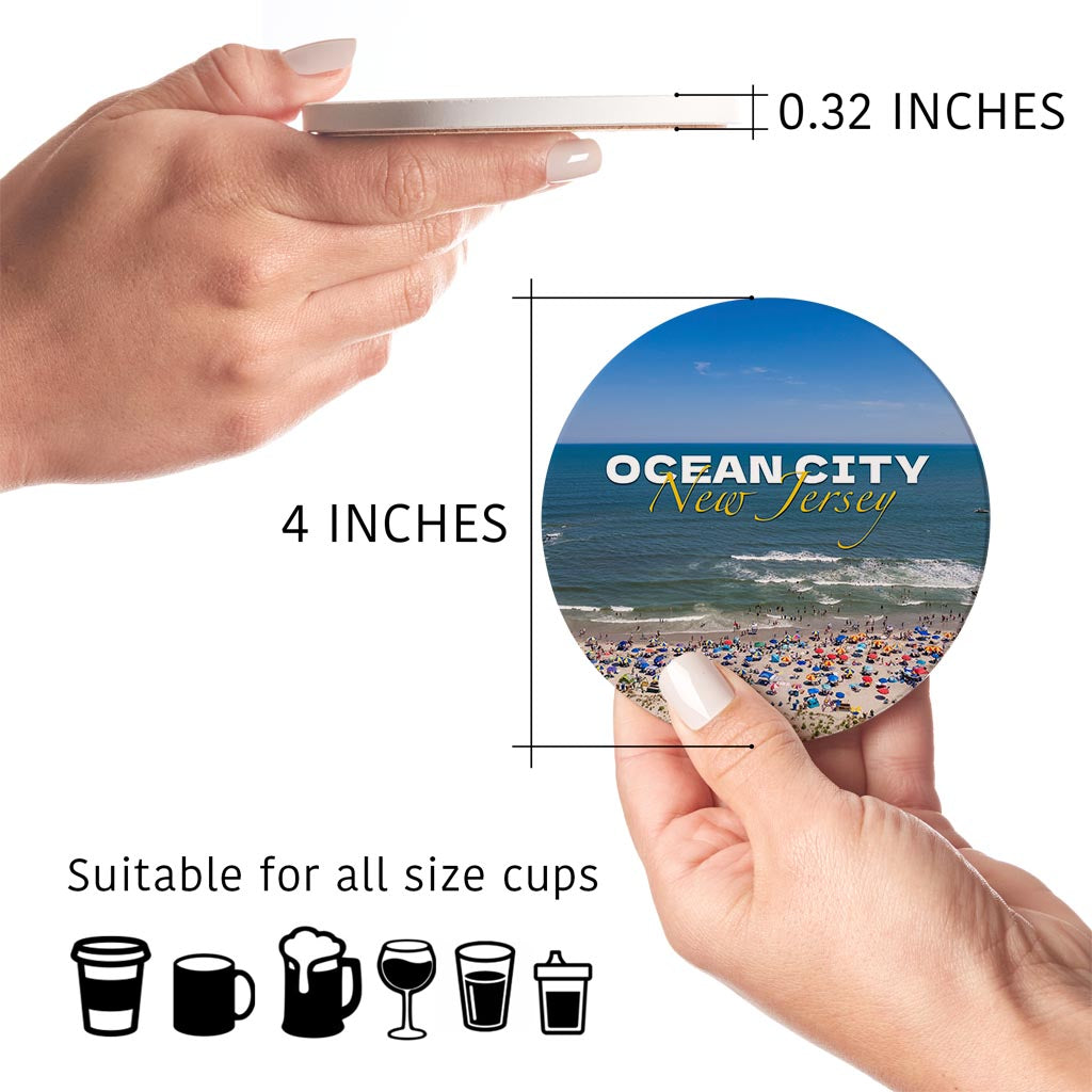 Beach Day Round Coaster| Absorbent Coasters | Set of 4 | Min 2