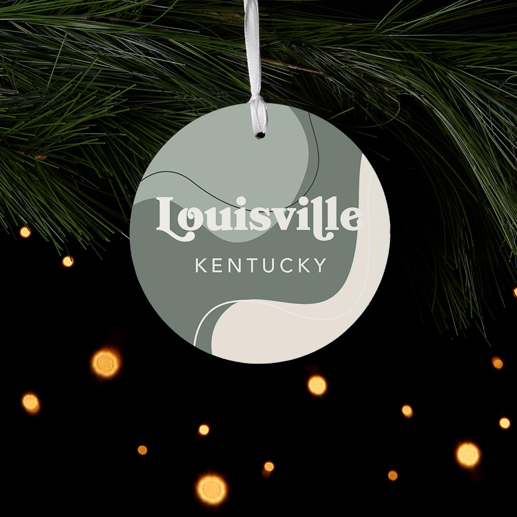 Vintage Groove Fluid Green Kentucky Louisville | Wood Ornament | Eaches | Min 6