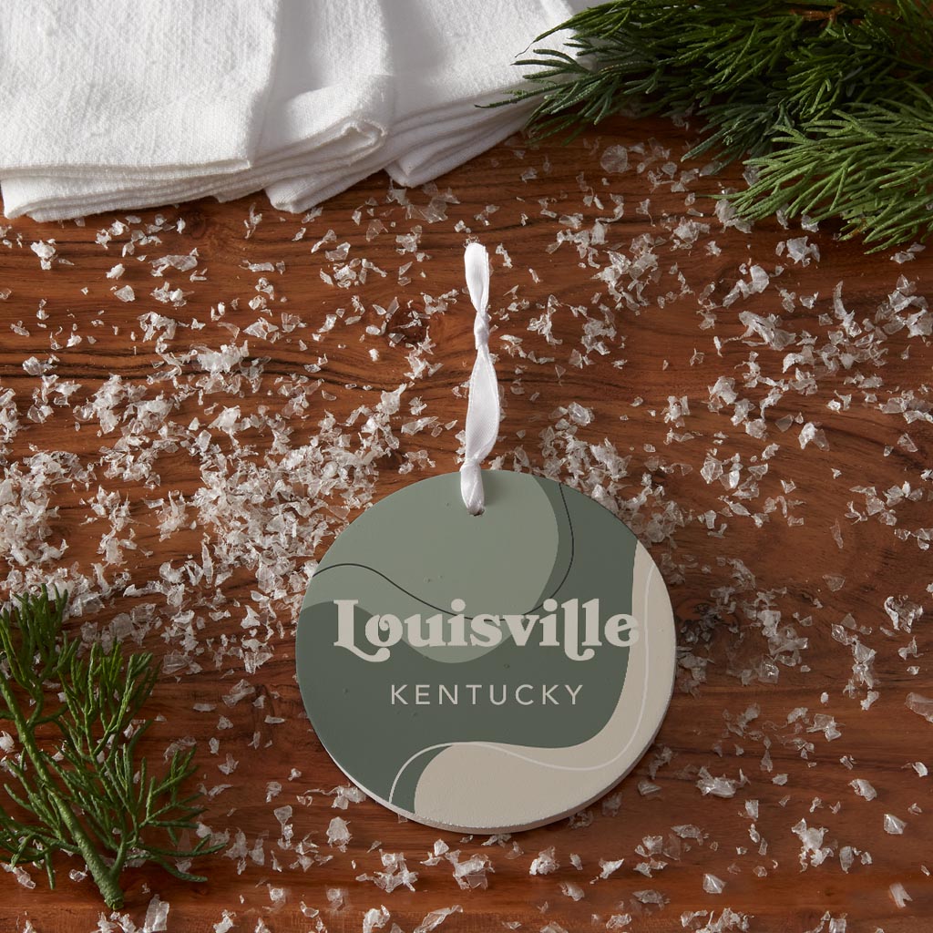 Vintage Groove Fluid Green Kentucky Louisville | Wood Ornament | Eaches | Min 6