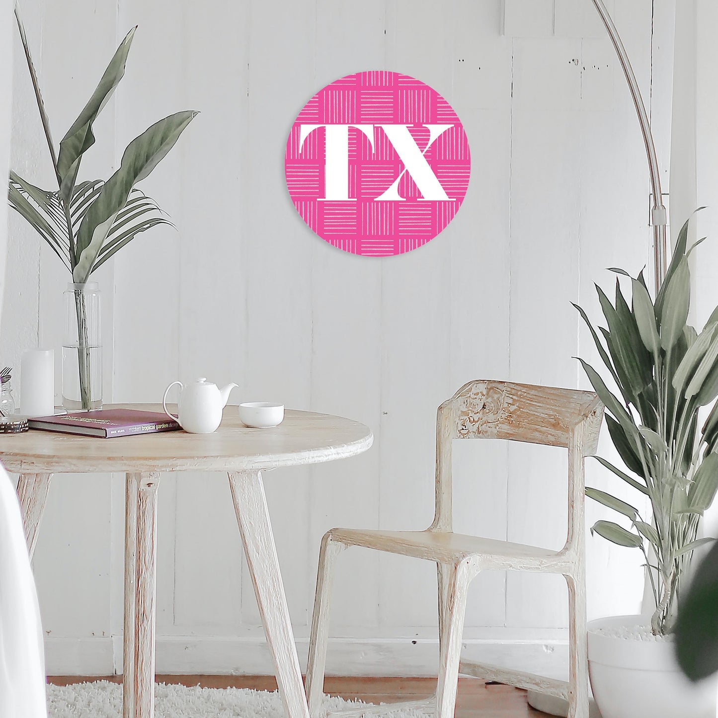 Bright Modern Abbreviated On Pink Texas | Wood Sign | Eaches | Min 1
