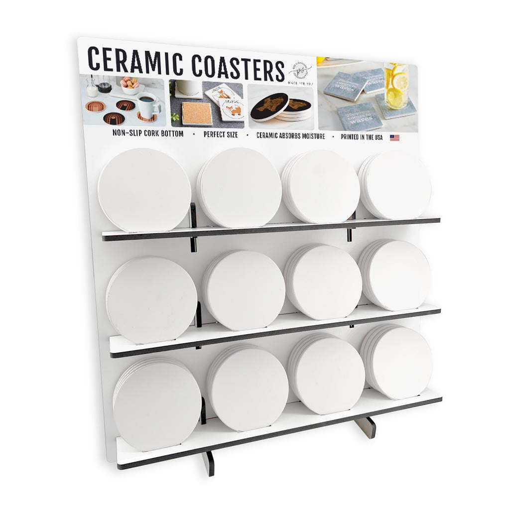 Vintage Groove Mixed Circle Coaster Loaded Display | 18.5x20