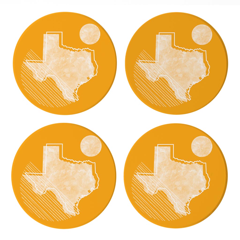 Bright Modern Geometric On Orange Texas | Absorbent Coasters | Set of 4 | Min 2