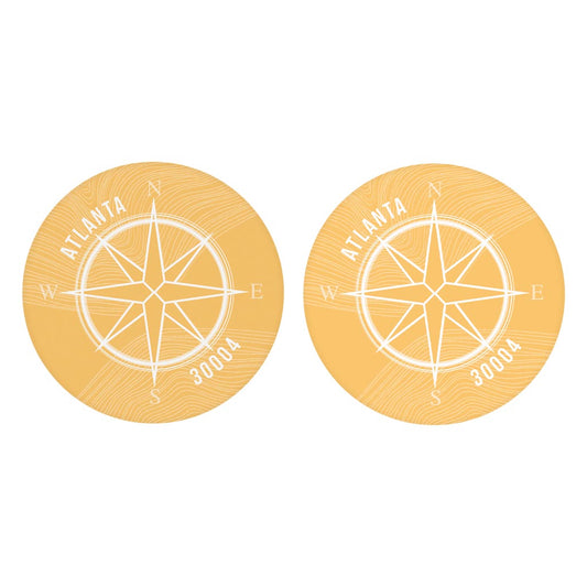 Boho Color Compass Zip On Yellow Georgia Atlanta | Absorbent Car Coasters | Set of 2 | Min 4