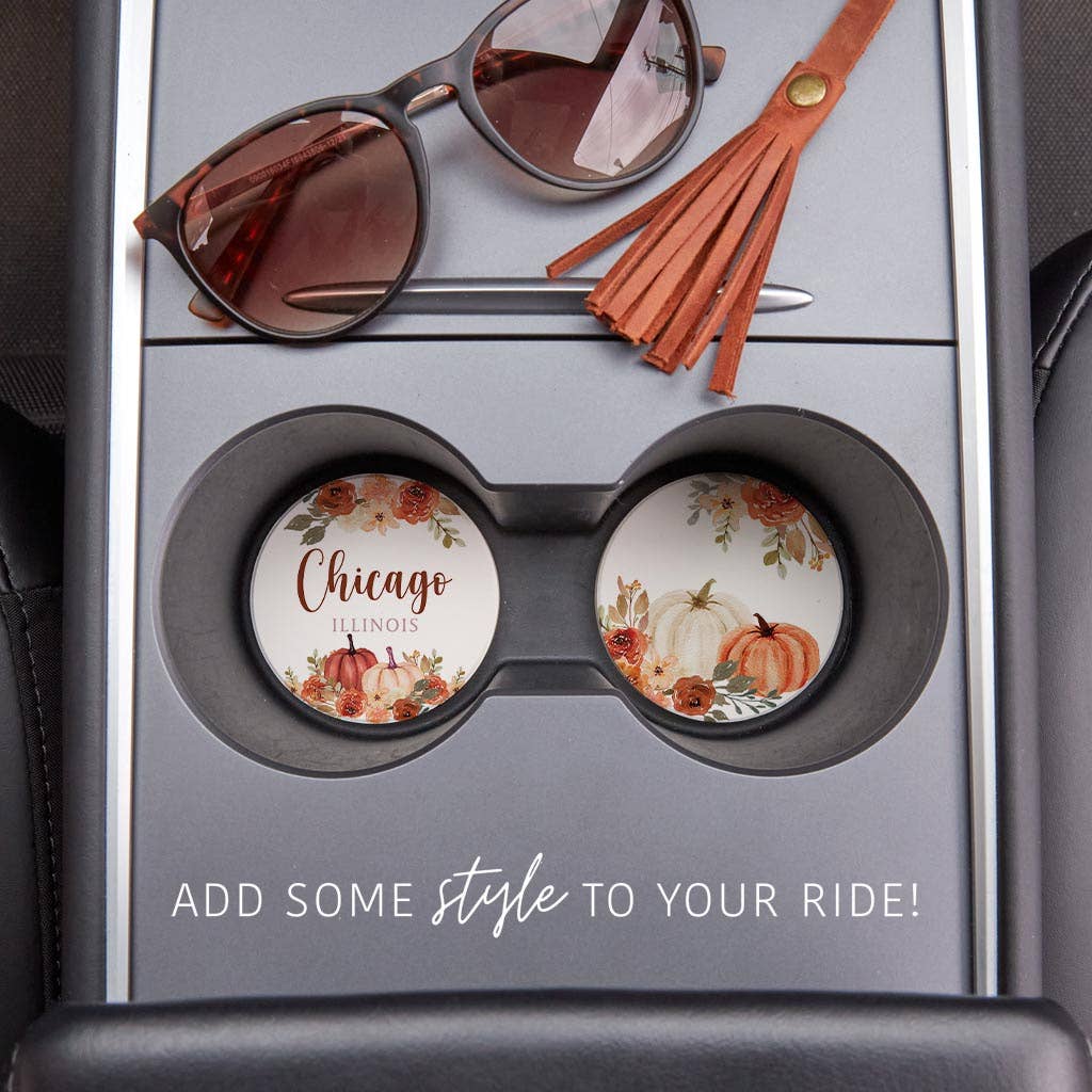 Car Coaster Pack, Fall, Harvest, Pumpkins, Custom Gift