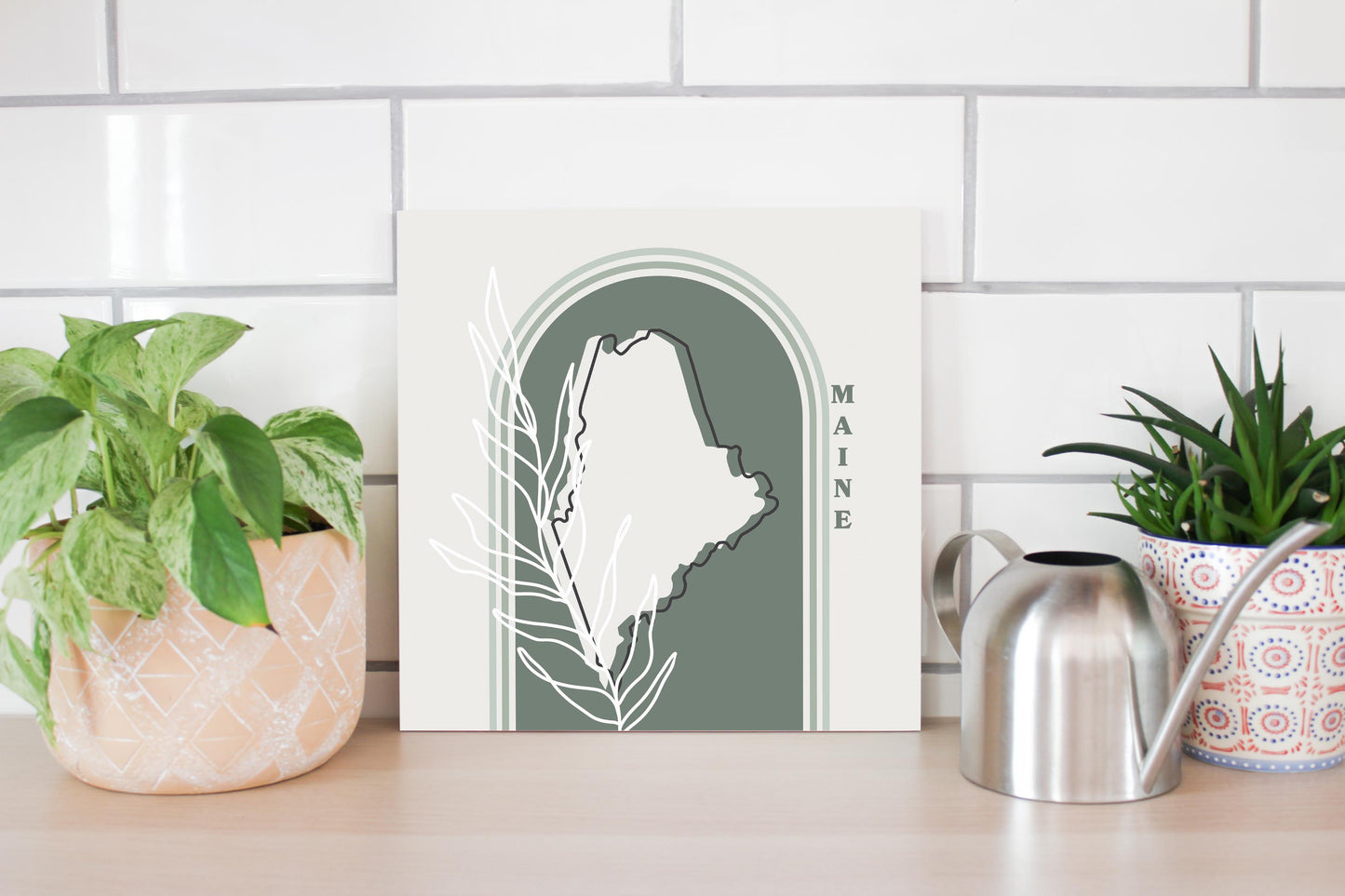 Vintage Groove State With Leaf Maine | Wood Sign | Eaches | Min 2