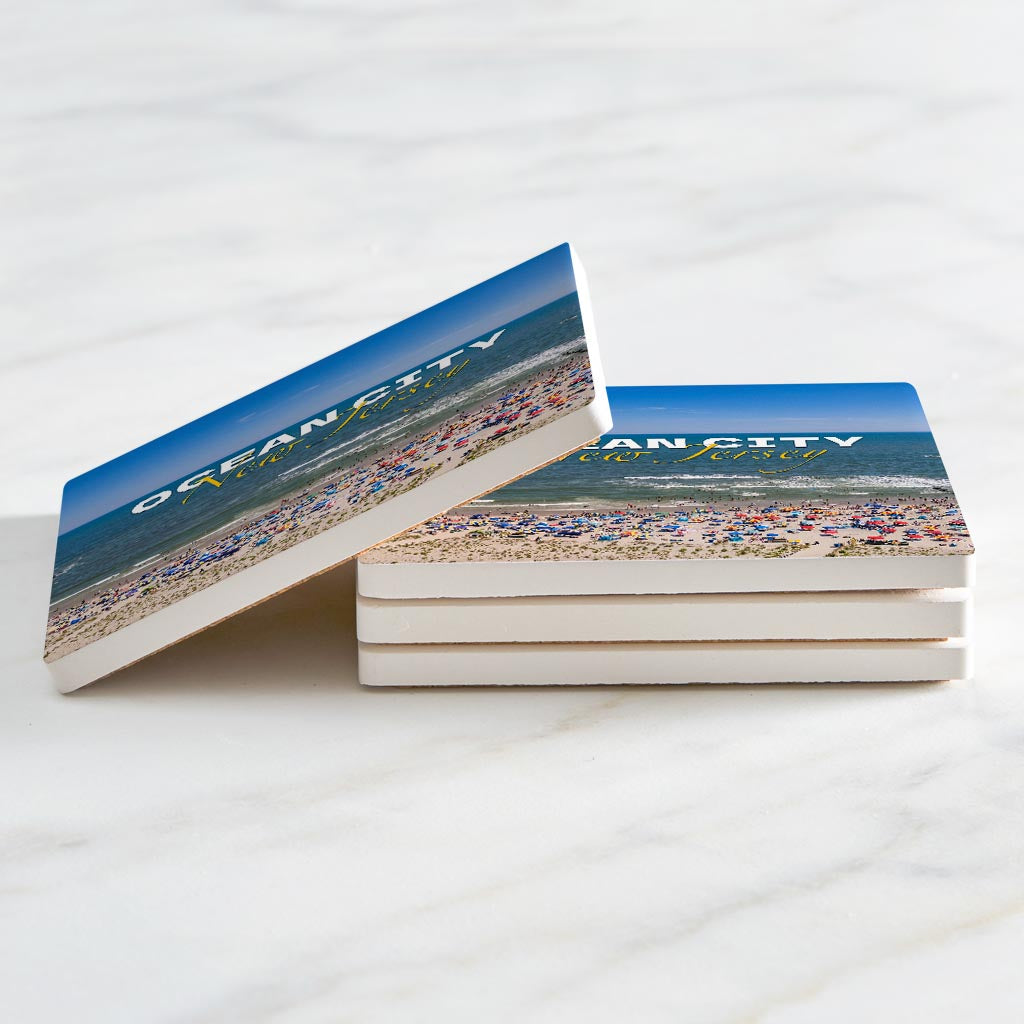 Beach Day Square Coaster| Absorbent Coasters | Set of 4 | Min 2