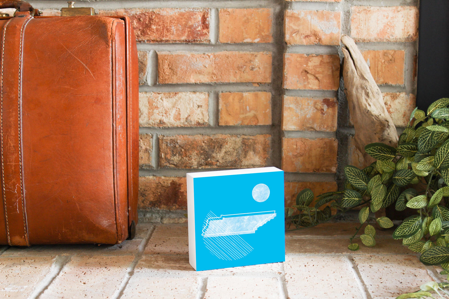Bright Modern Geometric On Blue Tennessee | Wood Block | Eaches | Min 4