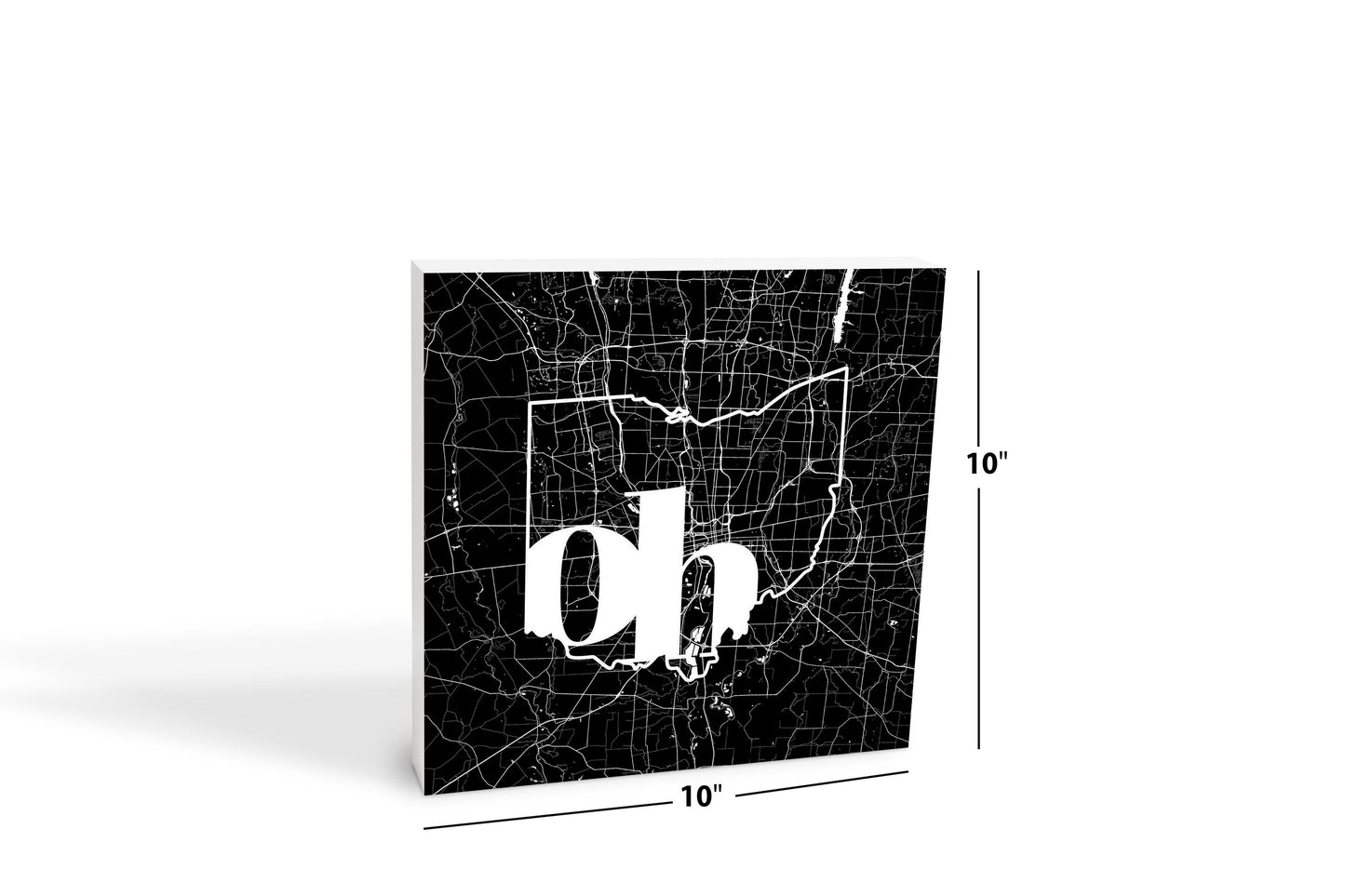 Black And White Abbreviated State Map Black Ohio Columbus | Wood Block | Eaches | Min 2