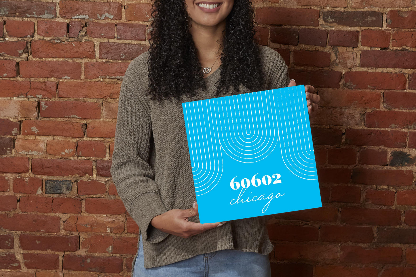 Bright Modern City Zip On Teal Illinois Chicago | Wood Sign | Eaches | Min 2