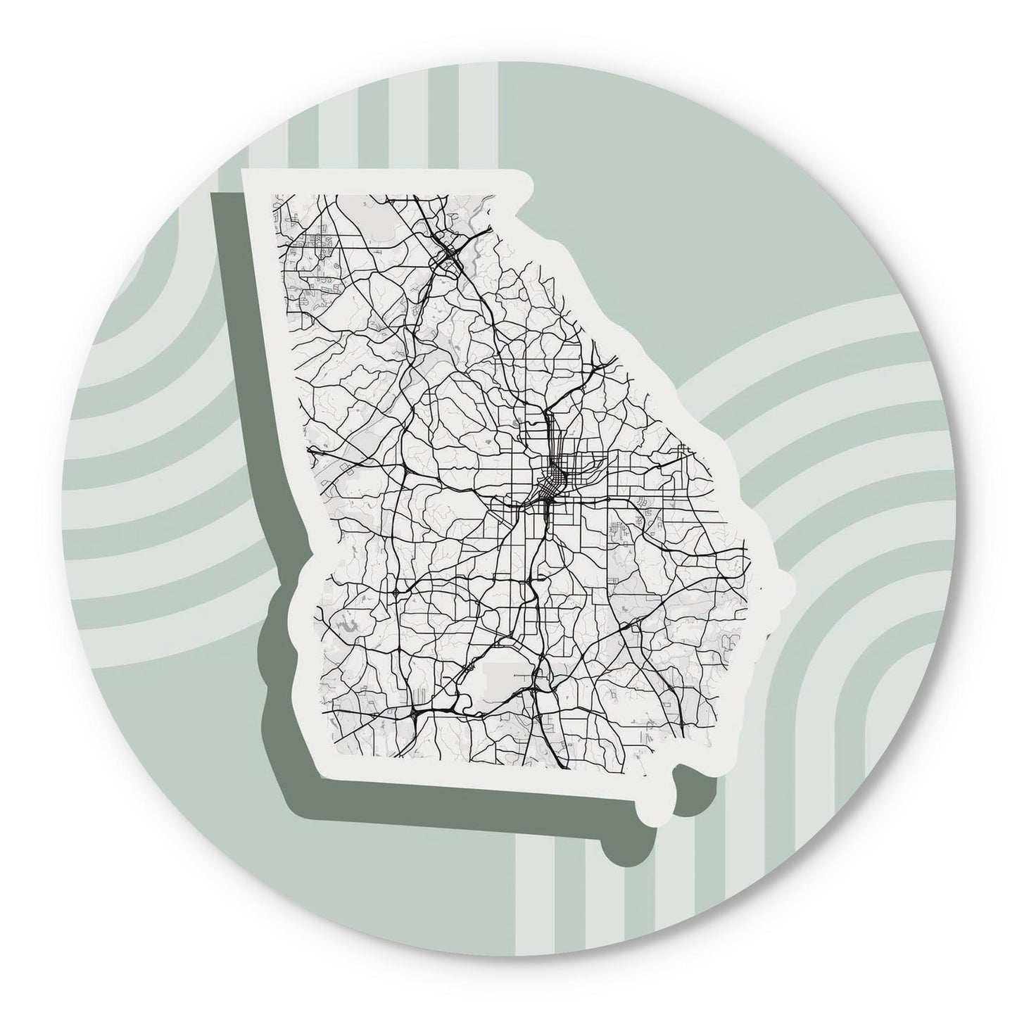 Vintage Groove Light Green Lines Map Georgia Atlanta | Wood Sign | Eaches | Min 1