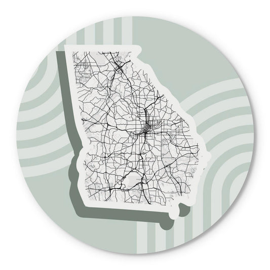 Vintage Groove Light Green Lines Map Georgia Atlanta | Wood Sign | Eaches | Min 1