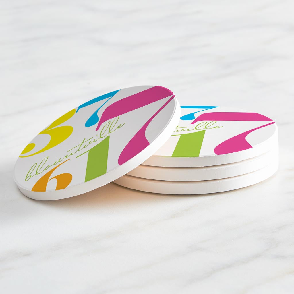 Bright Modern Color Block City Zip Tennessee Blountville | Absorbent Coasters | Set of 4 | Min 2