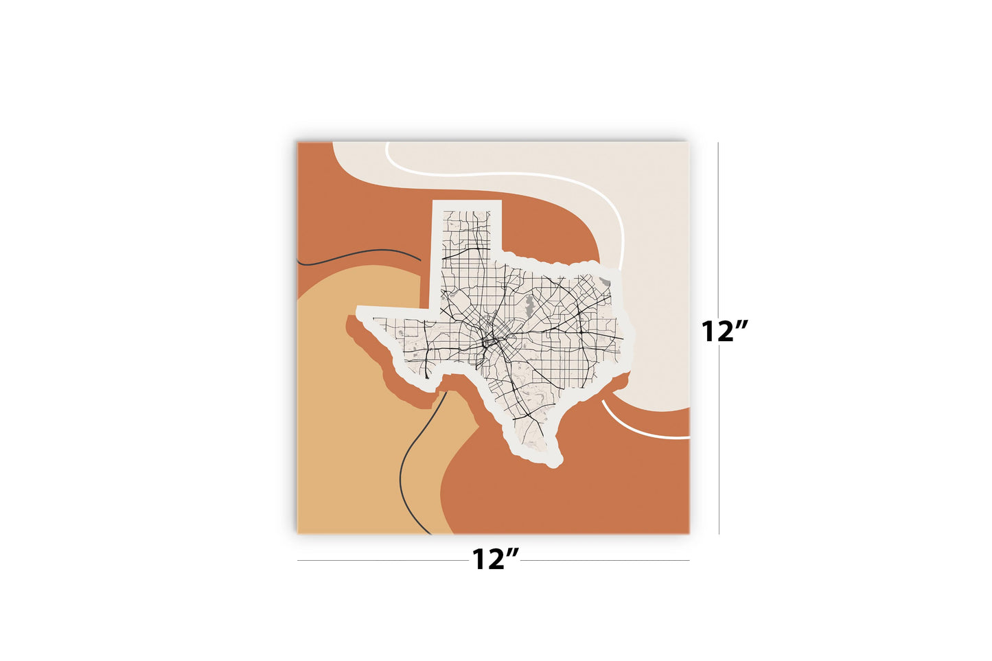 Vintage Groove Fluid Orange Map Texas Dallas | Wood Sign | Eaches | Min 2