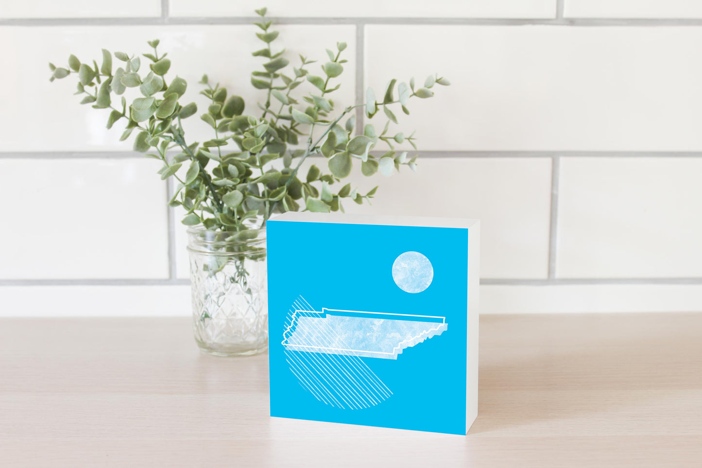 Bright Modern Geometric On Blue Tennessee | Wood Block | Eaches | Min 4