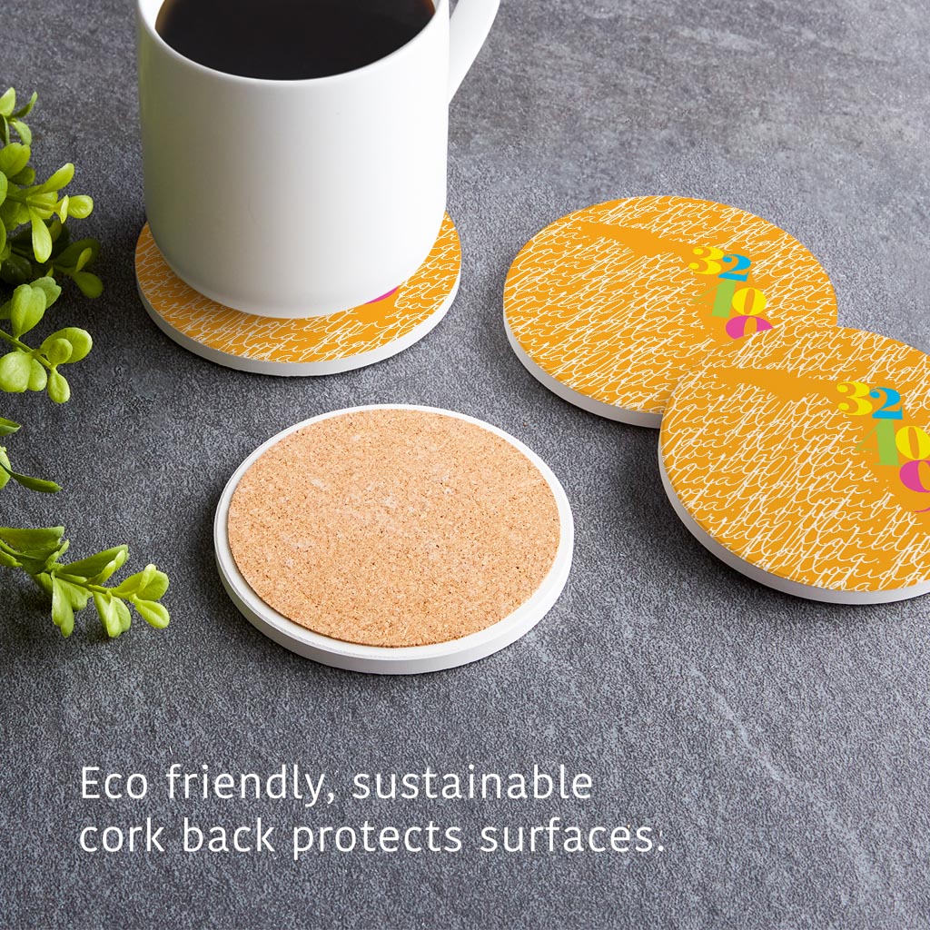 Bright Modern State Script Orange Florida Panama | Absorbent Coasters | Set of 4 | Min 2