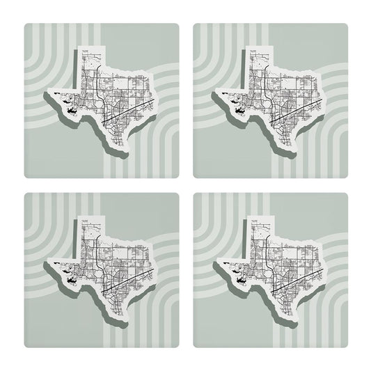 Vintage Groove Light Green Lines Map Texas Frisco