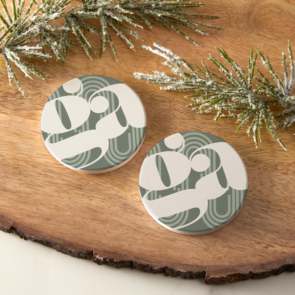 Vintage Groove Green Wave Lines Georgia Ga | Absorbent Car Coasters | Set of 2 | Min 4