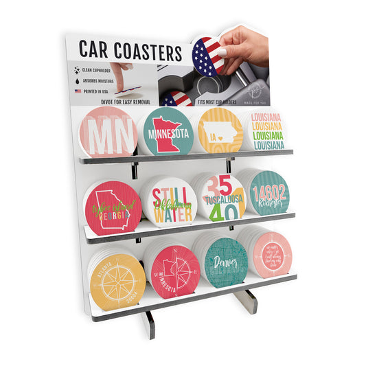 Boho Color Mixed Car Coaster Loaded Display