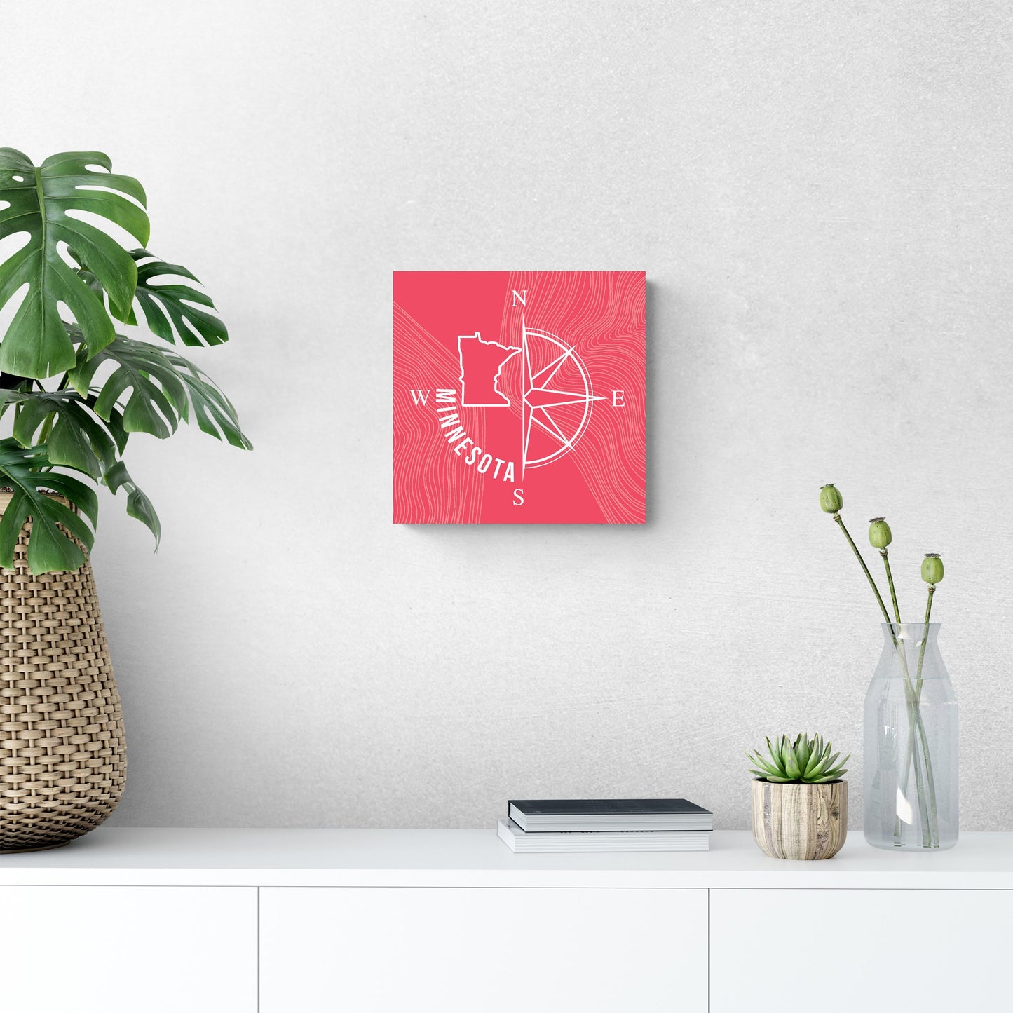 Boho Color Compass State On Pink Minnesota | Wood Sign | Eaches | Min 2