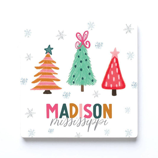 Christmas Trees, Coaster, Decor, Customizable, Small Gift